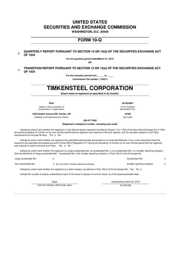 Thumbnail Metallus 10-Q Quarterly Report FY2015 