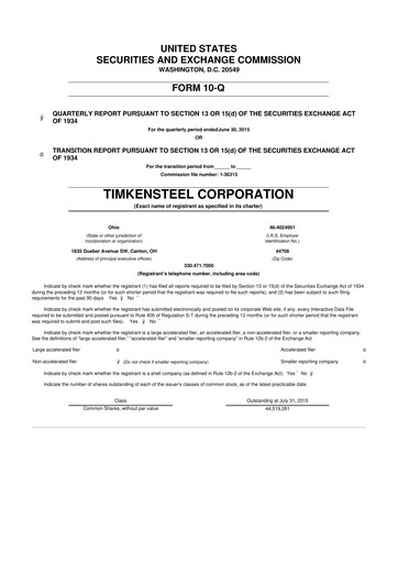 Thumbnail Metallus 10-Q Quarterly Report FY2015 