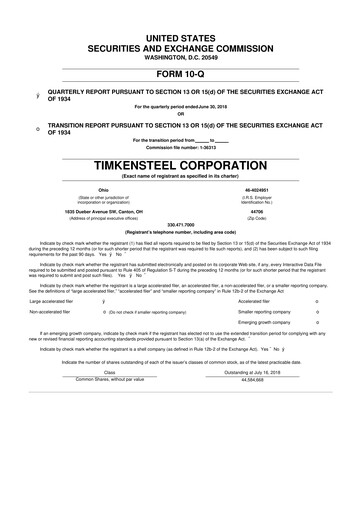 Thumbnail Metallus 10-Q Quarterly Report FY2018 