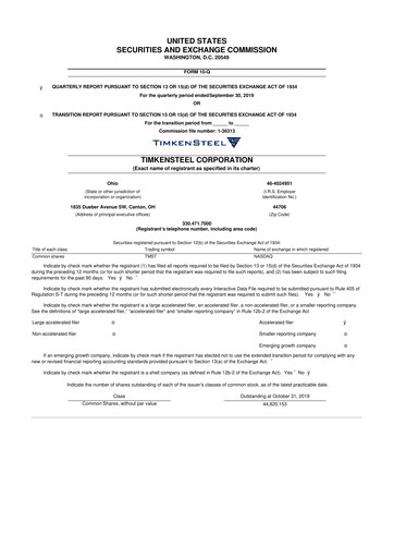 Thumbnail Metallus 10-Q Quarterly Report FY2019 