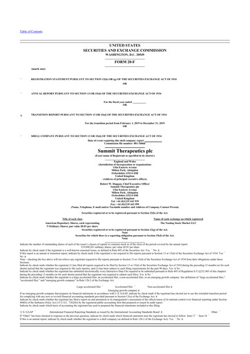 Thumbnail Summit Therapeutics
 20-F Annual Report 2019