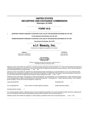 Thumbnail e.l.f. Beauty 10-Q Quarterly Report FY2018 