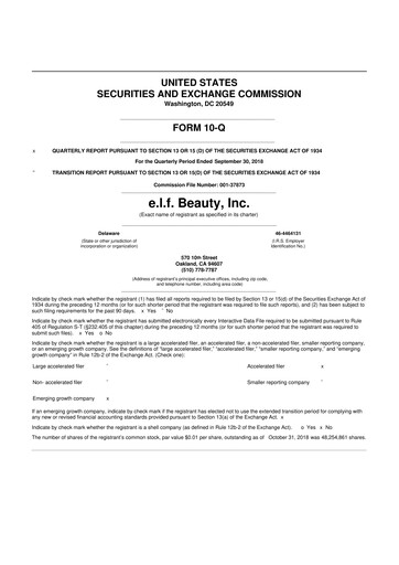 Thumbnail e.l.f. Beauty 10-Q Quarterly Report FY2018 