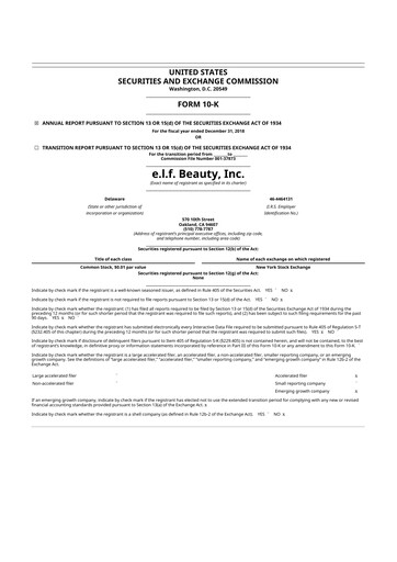 Thumbnail e.l.f. Beauty 10-K Annual Report 2018