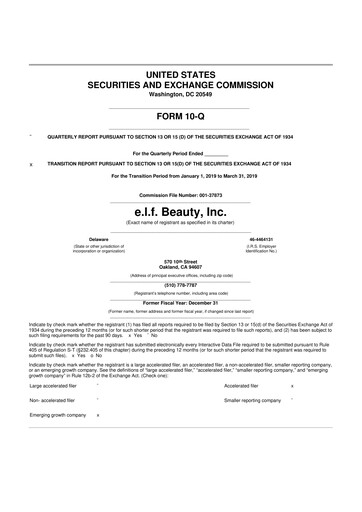 Thumbnail e.l.f. Beauty 10-Q Quarterly Report FY2019 