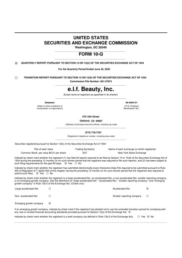 Thumbnail e.l.f. Beauty 10-Q Quarterly Report FY2021 