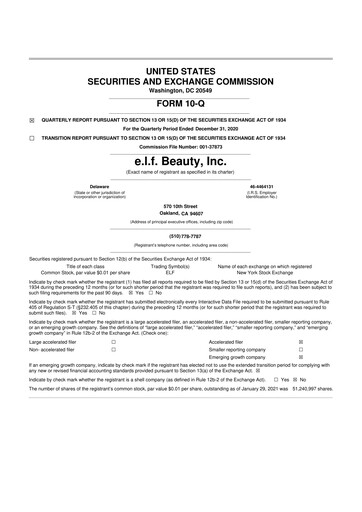 Thumbnail e.l.f. Beauty 10-Q Quarterly Report FY 