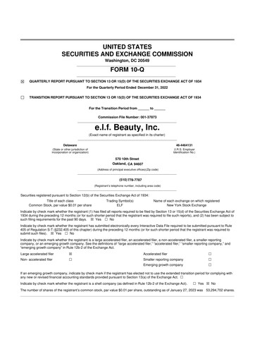 Thumbnail e.l.f. Beauty 10-Q Quarterly Report FY2023 