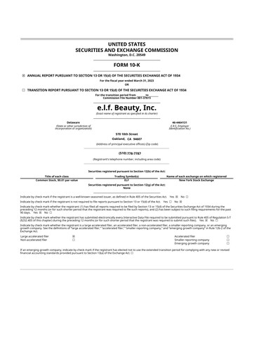 Thumbnail e.l.f. Beauty 10-K Annual Report 2023