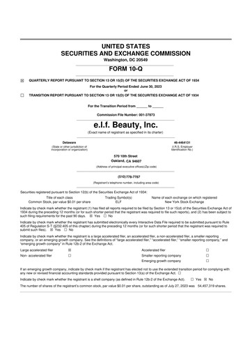 Thumbnail e.l.f. Beauty 10-Q Quarterly Report FY2024 