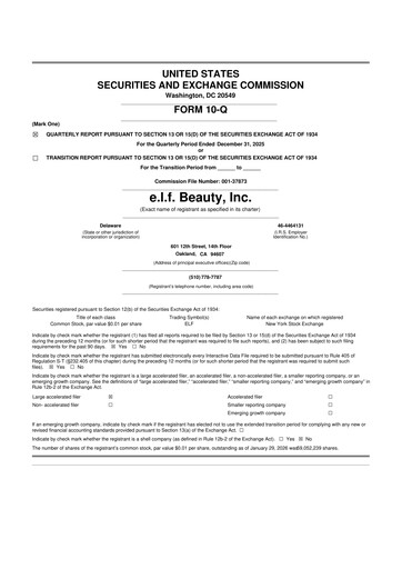 Thumbnail e.l.f. Beauty 10-Q Quarterly Report FY2026 