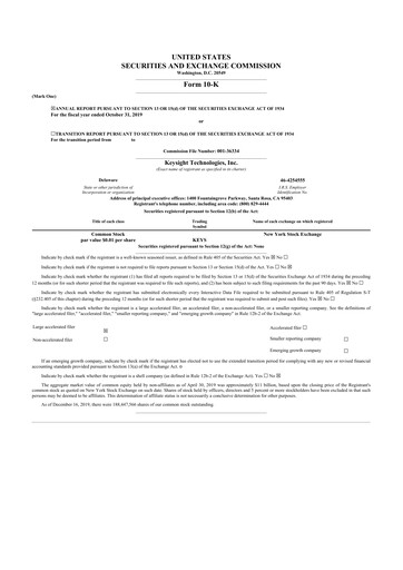 Thumbnail Keysight 10-K Annual Report 2019