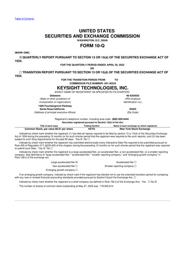 Thumbnail Keysight 10-Q Quarterly Report FY2022 
