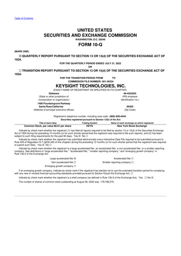 Thumbnail Keysight 10-Q Quarterly Report FY2022 