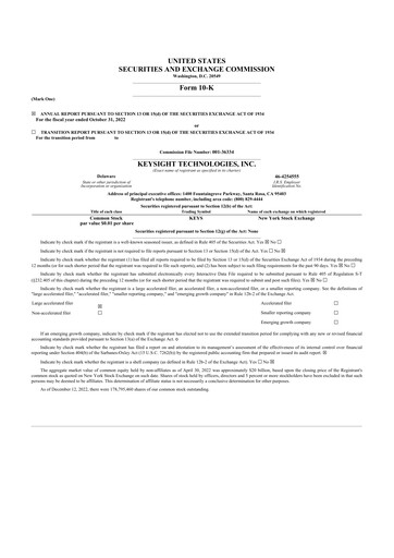Thumbnail Keysight 10-K Annual Report 2022