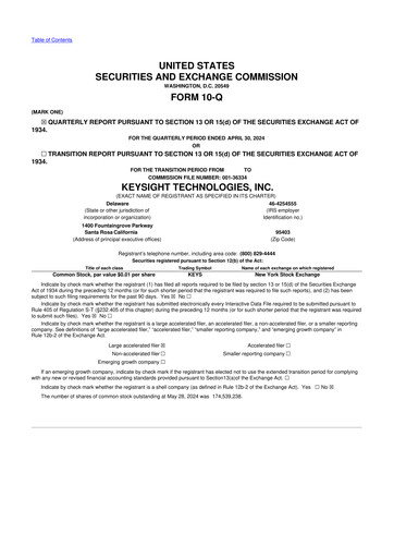 Thumbnail Keysight 10-Q Quarterly Report FY2024 