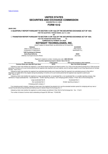 Thumbnail Keysight 10-Q Quarterly Report FY2024 