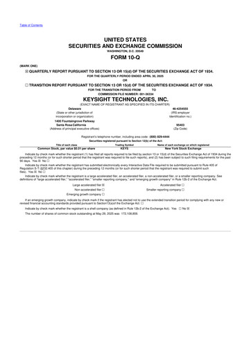 Thumbnail Keysight 10-Q Quarterly Report FY2025 