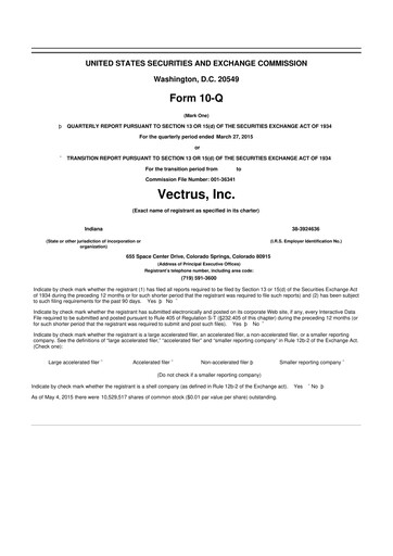 Miniature V2X 10-Q Rapport trimestriel 2015 