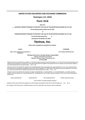 Miniature V2X 10-Q Rapport trimestriel 2015 