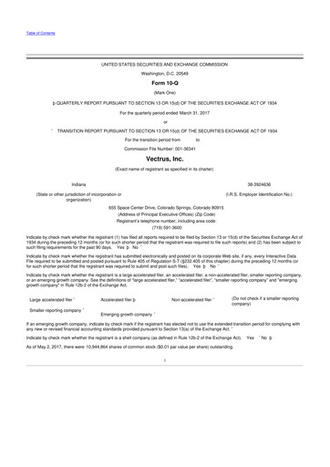 Miniature V2X 10-Q Rapport trimestriel 2017 