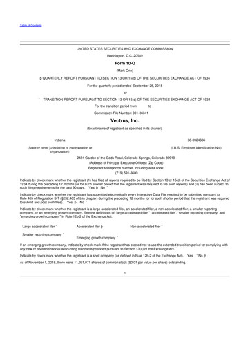 Miniature V2X 10-Q Rapport trimestriel 2018 