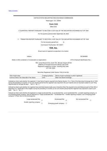 Miniature V2X 10-Q Rapport trimestriel 2023 