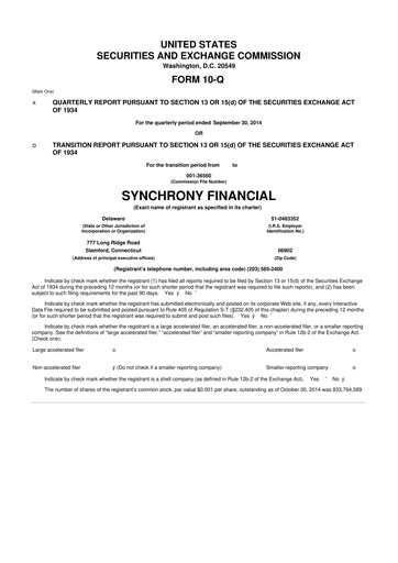 Miniature Synchrony Financial 10-Q Rapport trimestriel 2014 