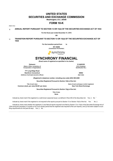 Thumbnail Synchrony Financial 10-K Annual Report 2016