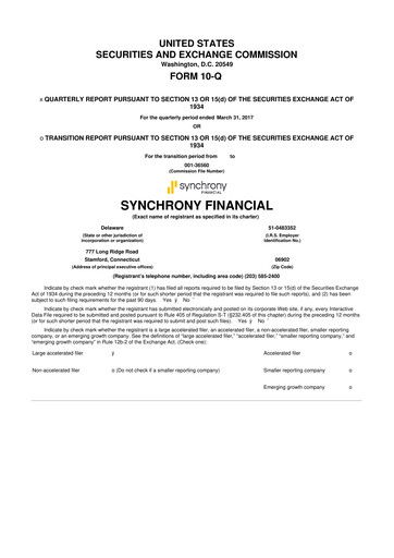 Miniature Synchrony Financial 10-Q Rapport trimestriel 2017 
