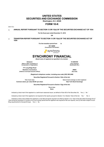 Thumbnail Synchrony Financial 10-K Annual Report 2018
