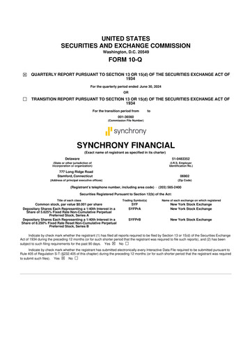 Miniature Synchrony Financial 10-Q Rapport trimestriel 2024 