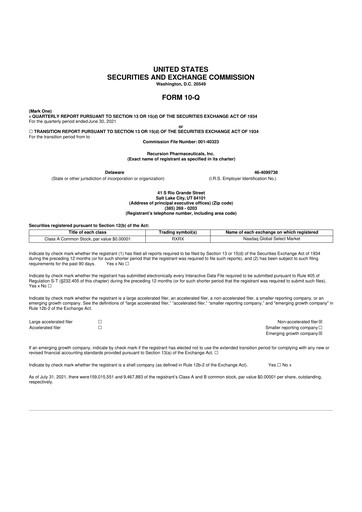 Thumbnail Recursion Pharmaceuticals 10-Q Quarterly Report FY2021 