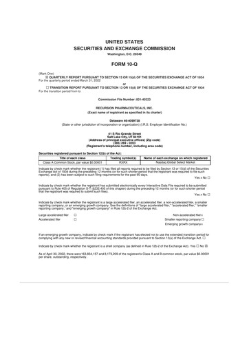 Thumbnail Recursion Pharmaceuticals 10-Q Quarterly Report FY2022 