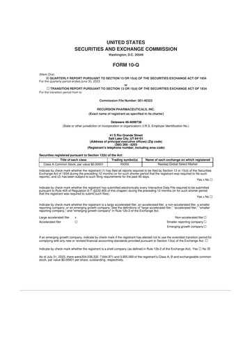 Thumbnail Recursion Pharmaceuticals 10-Q Quarterly Report FY2023 