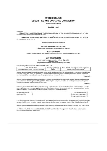 Thumbnail Recursion Pharmaceuticals 10-Q Quarterly Report FY2023 