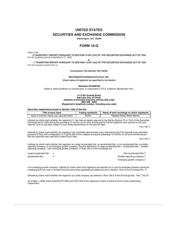 Vorschaubild Recursion Pharmaceuticals 10-Q Quartalsbericht  