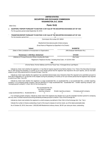 Thumbnail Weatherford International 10-Q Quarterly Report FY2018 