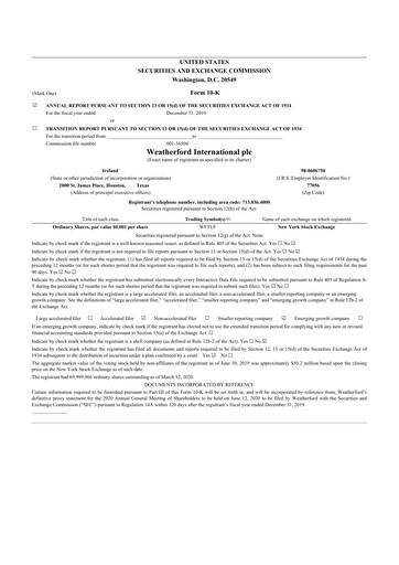 Thumbnail Weatherford International 10-K Annual Report 2019