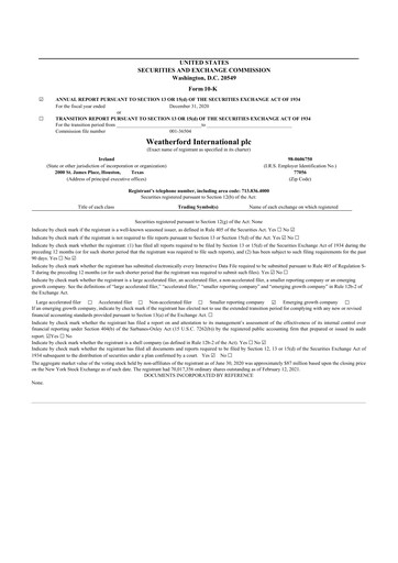 Thumbnail Weatherford International 10-K Annual Report 2020