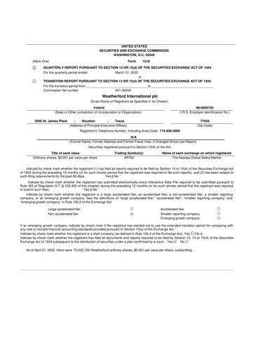 Thumbnail Weatherford International 10-Q Quarterly Report FY2022 