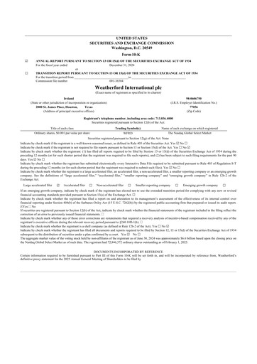 Thumbnail Weatherford International 10-K Annual Report 2024