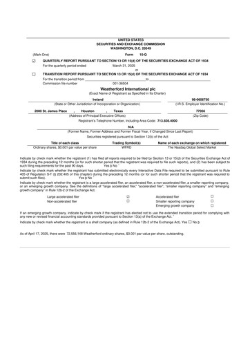 Thumbnail Weatherford International 10-Q Quarterly Report FY2025 