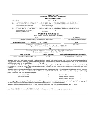 Thumbnail Weatherford International 10-Q Quarterly Report FY2025 