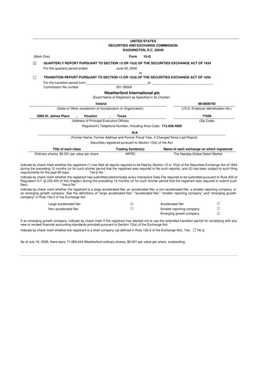 Thumbnail Weatherford International 10-Q Quarterly Report FY2026 