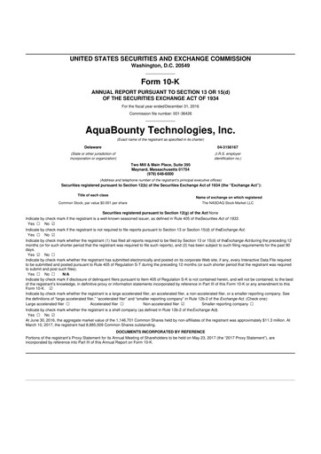 Thumbnail AquaBounty Technologies 10-K Annual Report 