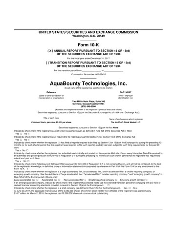 Thumbnail AquaBounty Technologies 10-K Annual Report 2017