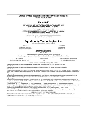 Thumbnail AquaBounty Technologies 10-K Annual Report 2019