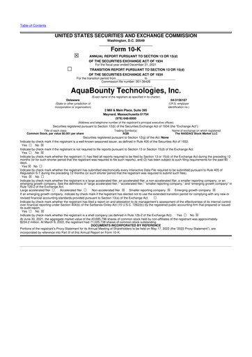 Thumbnail AquaBounty Technologies 10-K Annual Report 2021