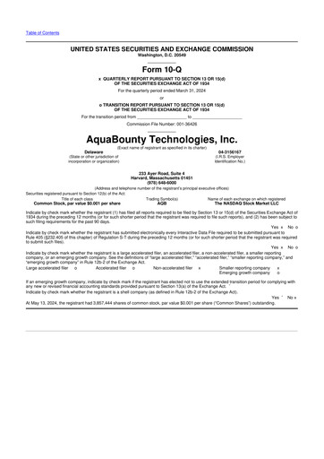 Thumbnail AquaBounty Technologies 10-Q Quarterly Report FY2024 